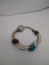 Vintage Boho Wrap Bracelet with Resin and Metal Beads - Multicolor