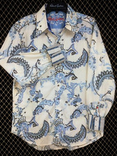 Robert Graham Cool Embroidered paisley printed Shirt M Medium Slim fit NEW