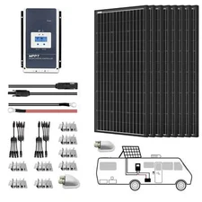 ACOPOWER 800W 60A All Black Mono Solar RV Kits with 60A MPPT Charge Controller