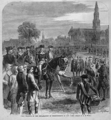 DECLARATION OF INDEPENDENCE FIRST READING IN NEW YORK HORSES DRUMMER HISTORY