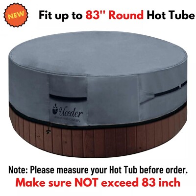 83'' Round Hot Tub Pool Spa Cover Cap Heavy Duty Sun Protector UV Water Resistant