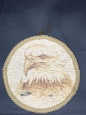 Handmade Birch Bark Wood Burning Pyrography - The American Eagle portrait