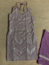 Mauve Heavy Wedding/bride Sharara Suit 3pc Salwar Kameez With Dupatta Dress