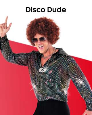 Men`s Silver Disco Dude Shirt Adult 1970s Dance Costume Retro Outfit S -  3XL | eBay
