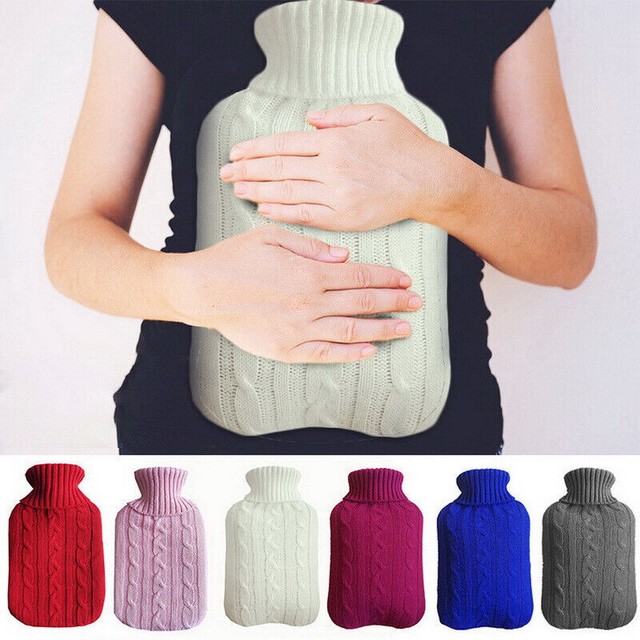 Large Natural Rubber 2L Hot Water Bottle Bag Faux Fur Fleece Knitted Warm Cover Large Natural Rubber 2L Hot Water Bottle Bag Faux Fur Fleece Knitted Warm Cover