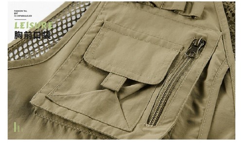 Chaleco Chaleco para Hombres Utilidad Multi-bolsillo Chaleco de Pesca Deportes Ropa de Trabajo Pescador - Imagen 13 de 21