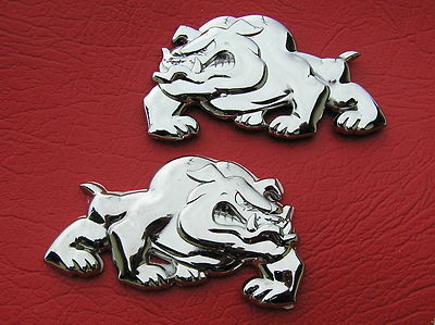 Britische Bulldogge Paar Abzeichen UK Chrom Metall Embleme *UNIKAT* Bull Dog