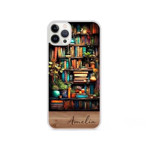 Bookshelf Personalized Phone Case For iPhone Book Worm Reading Lover Name Gift - Picture 11 of 16