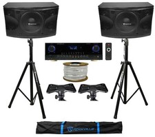 2 Rockville KPS12 12" Karaoke Vocal Speakers Singmix 5 Bluetooth Amplifier Mixer