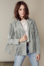 1980's Women Western Cowgirl Suede Jacket Leather Fringe Short Coats