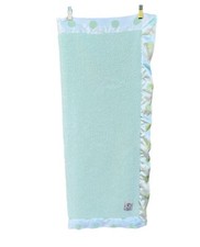 Little Giraffe Mint Green Chenille Baby Blanket Polka Dot Satin Trim 31x37 GUC