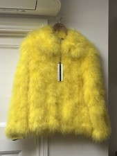 Bnwt Topshop Size 10-12 Marabou Feather Yellow Jacket Festival Fur Coat Big Bird