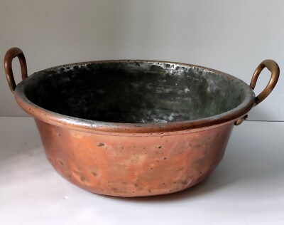 Grande Bassine en cuivre vintage avec poignées en laiton/ Décoration de maison rustique - Arts de la table