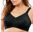 NWT Comfort Choice Women's Front Close Wireless Black Posture Bra Size 50C