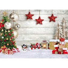 Christmas Backdrop White Wood Floor with Snowflake Backdrop Christmas 7x5FT