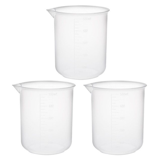 3pcs Clear Measuring Cup Labs PP Plastic Graduated Beakers 500ml for ...
