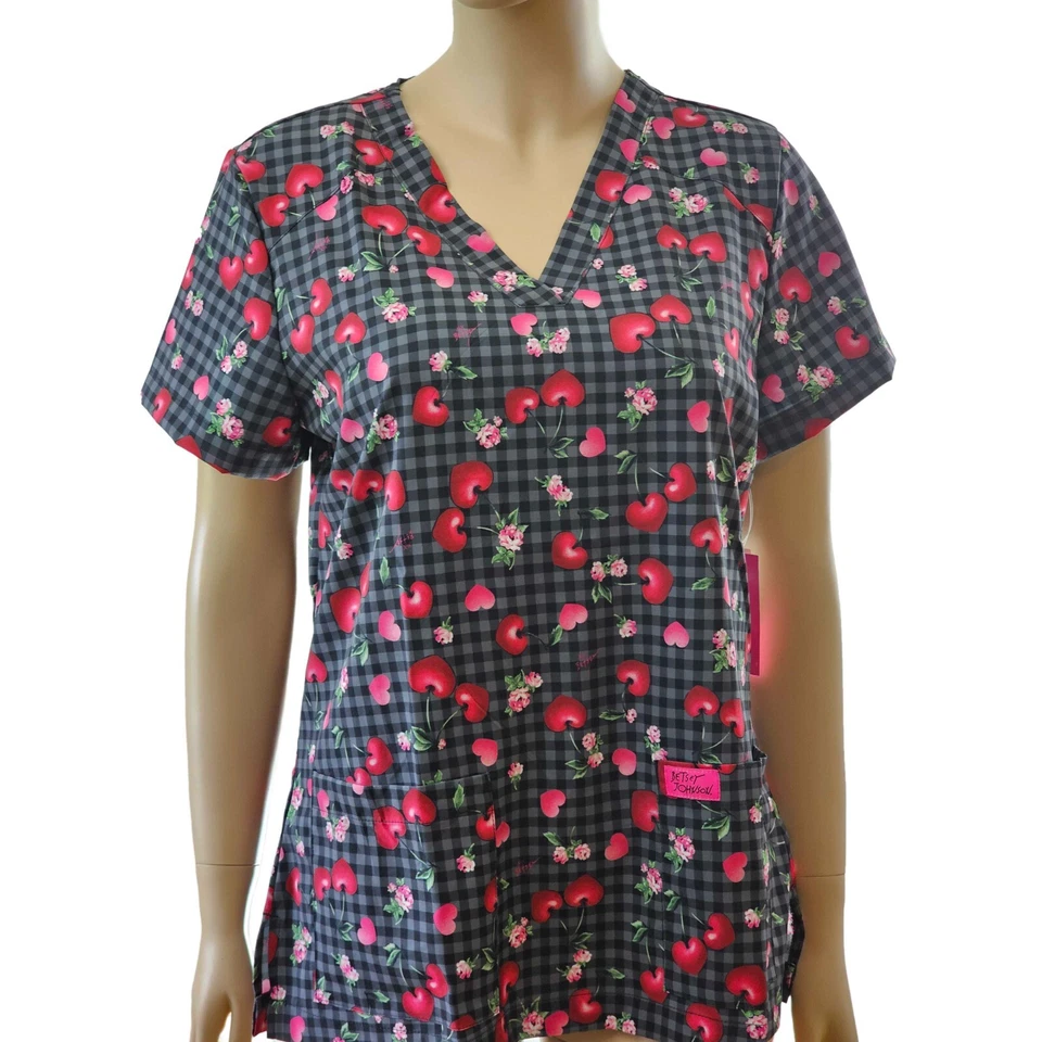 Betsey Johnson Koi Bell Women’s Scrub Top Mon Cheri - Image 2 of 4