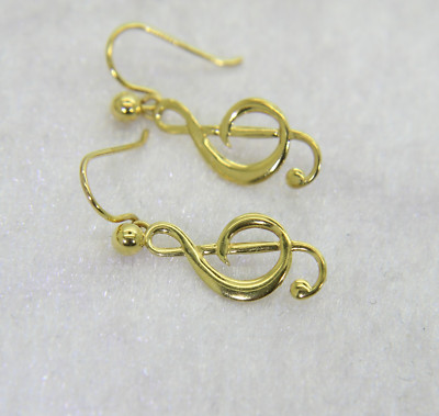 Violinschlüssel Ohrhänger 9 kt Gelbgold - 23 mm Länge, gestempelt 375