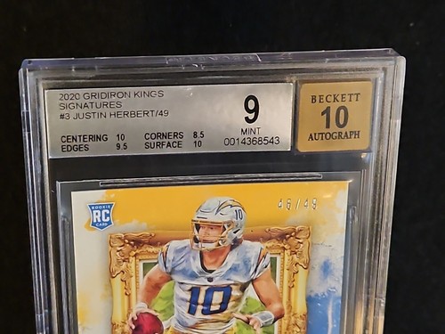 Justin Herbert 2020 Gridiron Kings 46/49 BGS 9/Auto 10 Rookie RC POP 1 - Foto 2 di 5