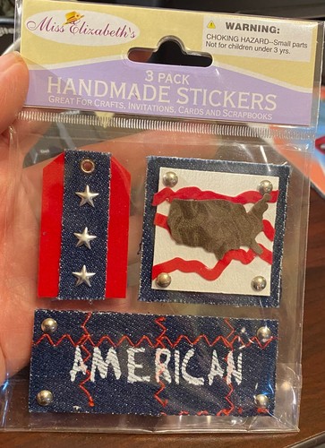 Lot 0f 6 Miss Elizabeth's American Patriotic Stickers (NEW) Plus Bonus pom poms - Picture 4 of 13