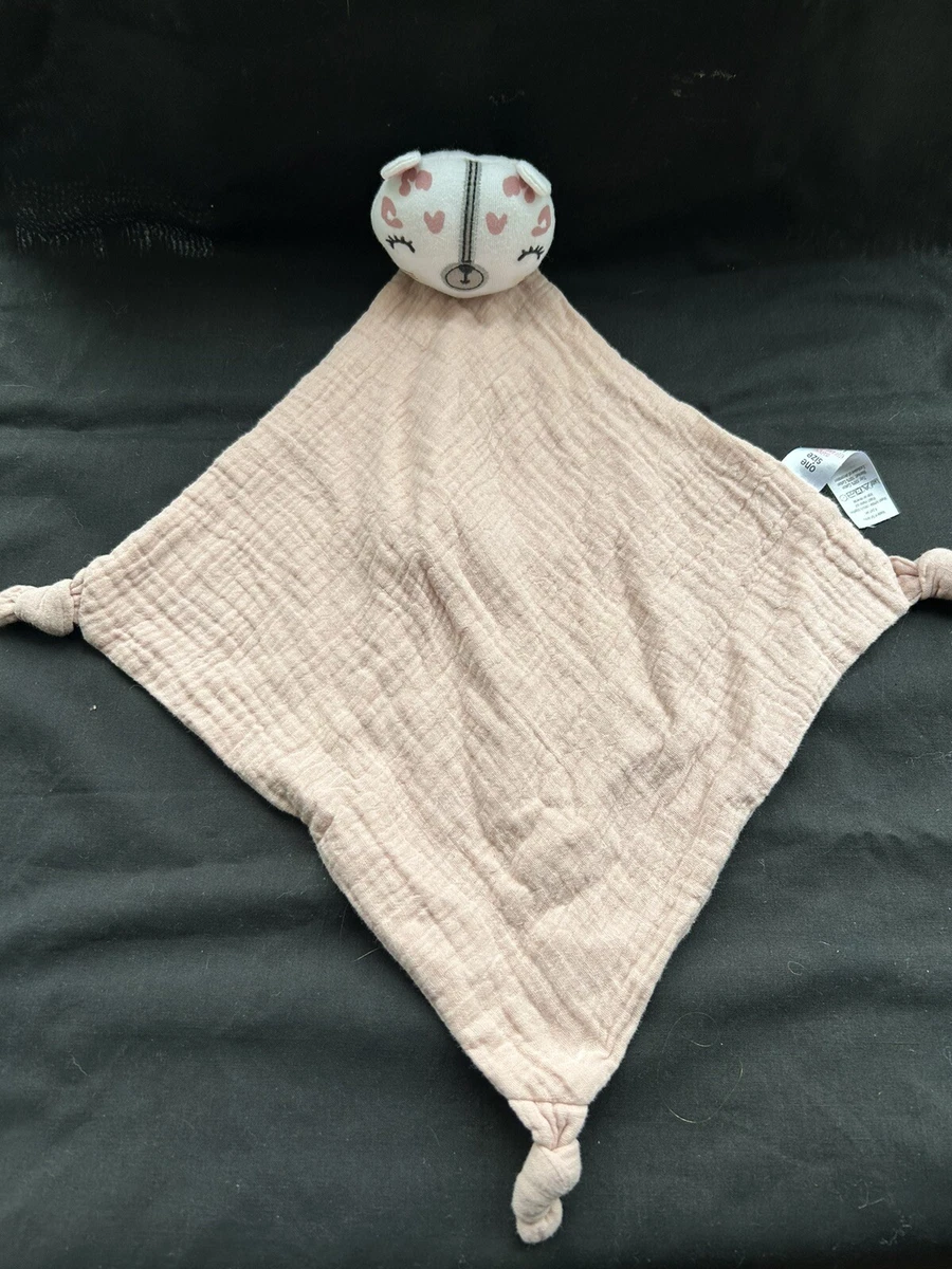 George Asda Pink Cat Leopard Heart Muslin Knotted Comforter Blankie Blanket