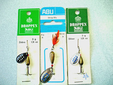 3 x ABU Spinners * 2 x Droppen + 1 x Drop Fly * Zebra + Silver * Sweden * New