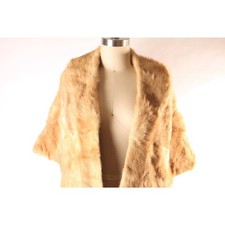 1950s Blonde Light Brown Mink Fur Wrap Shawl -XS