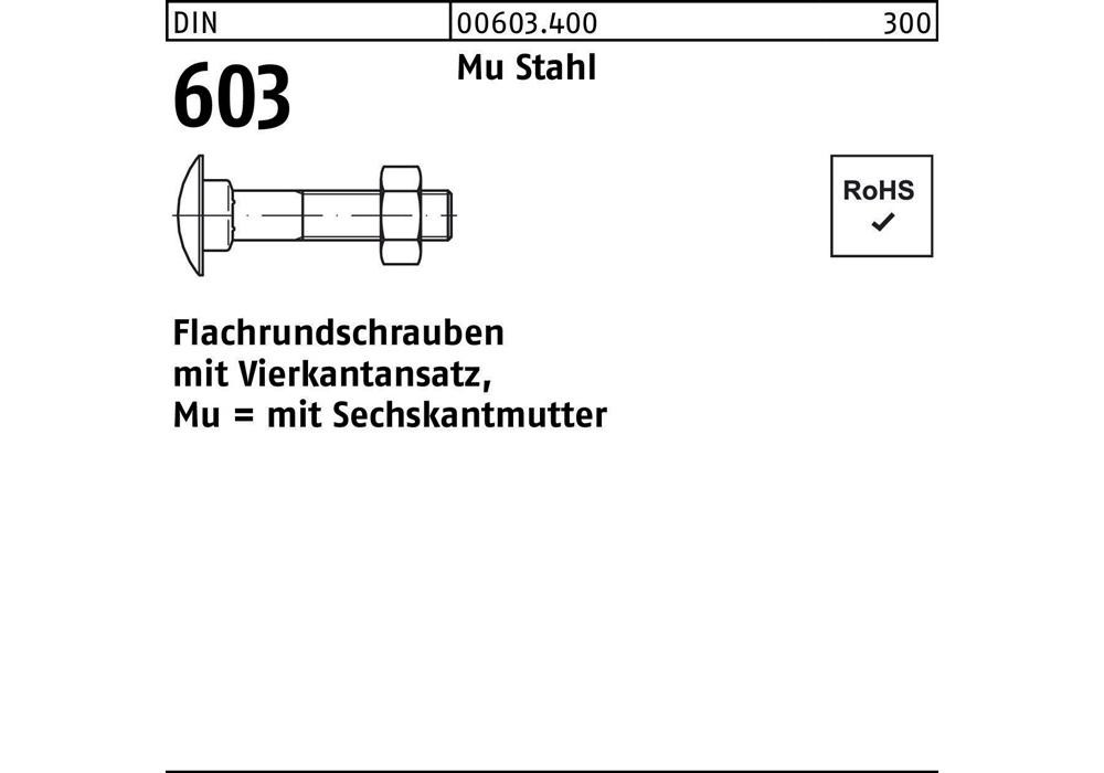 Рейхер Флахрундшраубе DIN 603 м.Vierkantansatz/6-кантмуттер М 16 x 90 мм S...