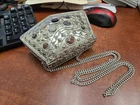 HANDMADE GEMSTONE CLUTCH VINTAGE BRASS METAL PURSE