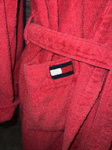 Tommy Hilfiger Ted Bathrobe Robe Red Unisex Used Well Loved L/XL - Picture 2 of 6