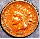 1881 1C Indian Head Bronze Cent Full Liberty Grade: VF #11