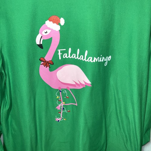 Women’s XL Green Joyland Christmas Falalalamingo Flamingo Tunic Shirt READ - Picture 2 of 7