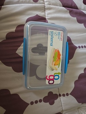 Sistema Small Split Blue Handles Container 2 Compartments 11.8 oz. B20