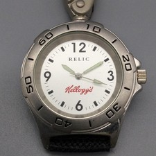 Relic Kellogg's Key Ring Watch Mens 38mm Silver Tone Keychain New Battery