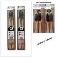 2 Packs Brush Buddies Charcoal Bamboo Toothbrush Soft Bristles Eco Friendly
