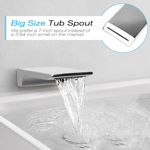 Shower System with Tub Spout, Wall Mounted Tub Shower Faucet Set for Bathroom, - Picture 6 of 7