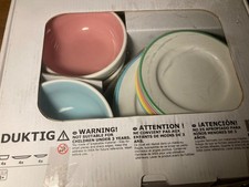 New IKEA DUKTIG Children’s Porcelain Plates & Bowls 12pc Play Set box damaged.