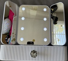 FAO Schwarz Lighted White Vanity with Rectangular Mirror Storage Drawer