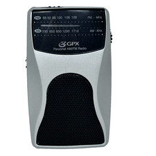 GPX Am/FM Radio Built In Speaker A2093 Gray Black Wireless Battery Powered Works