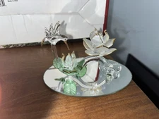 Glass Baron Statuettes Bundle, Flower, Hummingbird, Carousel 