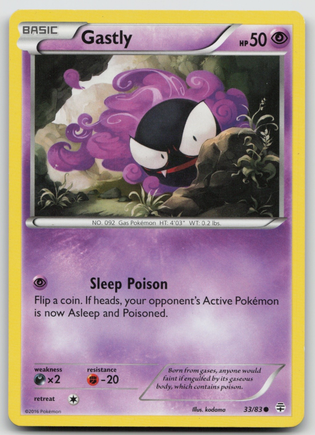 Pokemon Card Gastly Common Generations 33/83