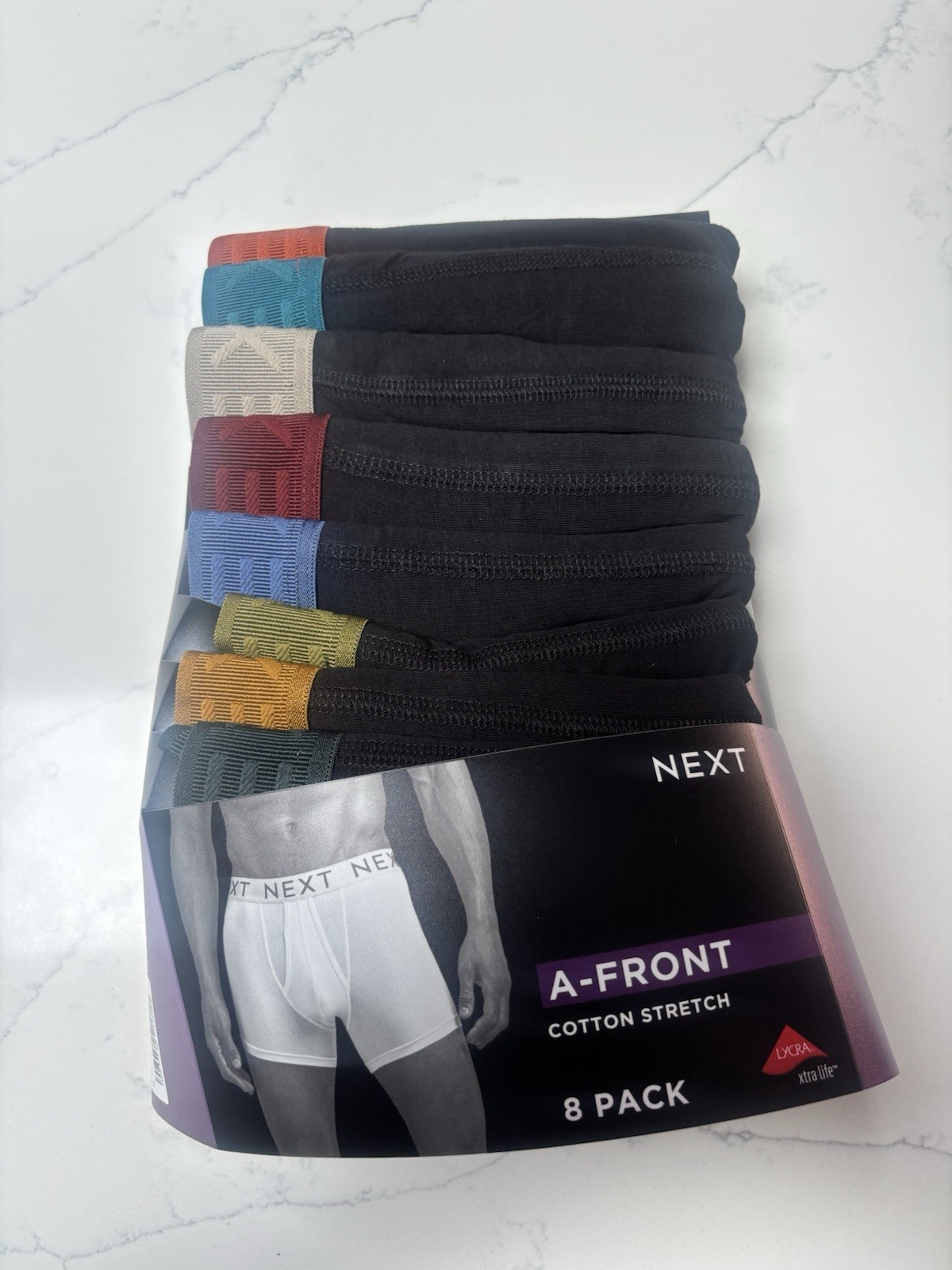 NEXT Men’s A Front Cotton Stretch Boxers - medium 8 Pack Black Colour Underwear