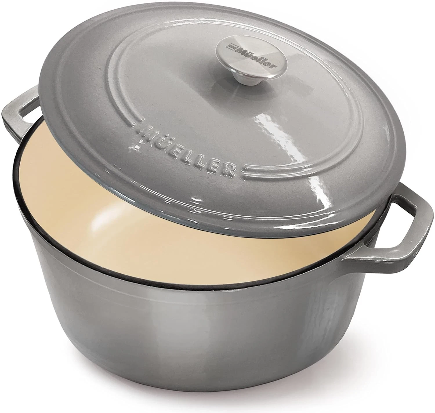MUELLER HOME 4.5QT Enamel Cast Iron Dutch Oven Oven Safe Casserole Pot Roaster