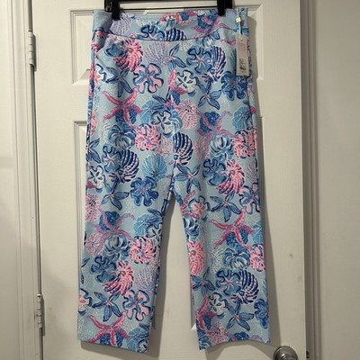 Lilly Pulitzer Luxletic Alston Crop Pant Bahamas Beachcomber UPF50+ Size 14 NWT!