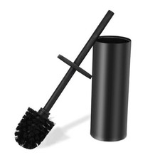 Toilet Brush and Holder Set - Stainless Steel Toilet Bowl Brush and Black