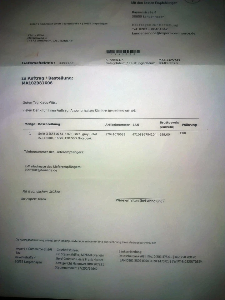 Acer Swift 3 SF316-51-53NR 16.1" FHD Core I5 16GB RAM 1TB SSD Win 11 - Bild 4 von 4