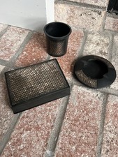 Vintage Iron Silver Bidri Work Handcrafted Round Ash Tray,Cigarette Holder & Cup