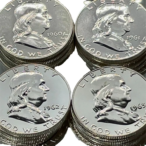 Roll- 20 Coins Franklin Half Silver Dollar 1960-1963 5 Coin Each Year GEM Proof