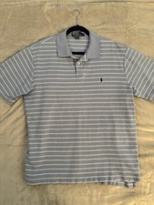 Polo Ralph Lauren Polo Shirt Men  s XL Short Sleeve Light Blue White Stripes