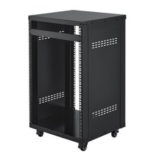 16U 200lb Open Frame AV Rack  Server Cabinet with Lockable Casters